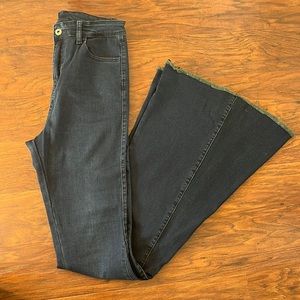 High rise stretch flare jeans